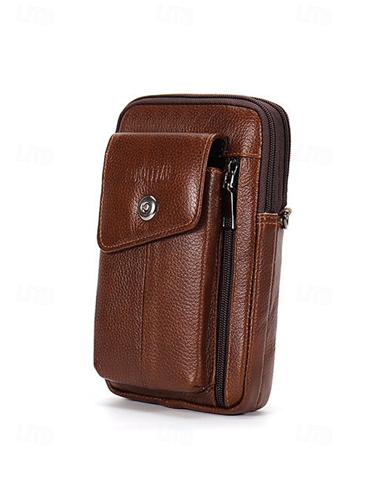 geantă crossbody bărbătească din piele naturală - borsetă cu 3 compartimente &geantă de umăr cu compartimente multiple, capacitate mare &curea reglabilă pentru călătorii și naveta &casual de zi cu zi, 2026 - $19.99 –P6