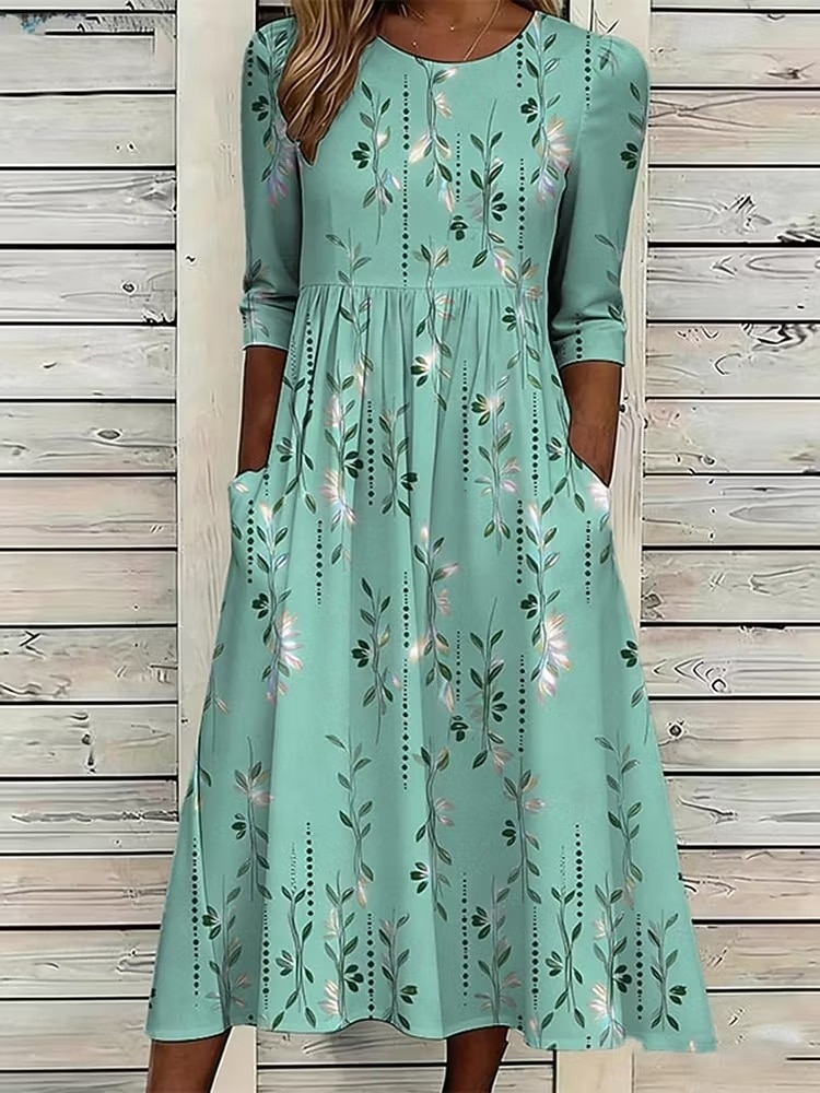 Women's Midi Dress Shift Dress Vacation Casual Boho Daily Summer Dress Spring Dress Regular Fit Floral Graphic Paisley Short Sleeve Crew Neck Blue Purple Green Summer Spring Fall Winter 2026 - $29.99 –P2