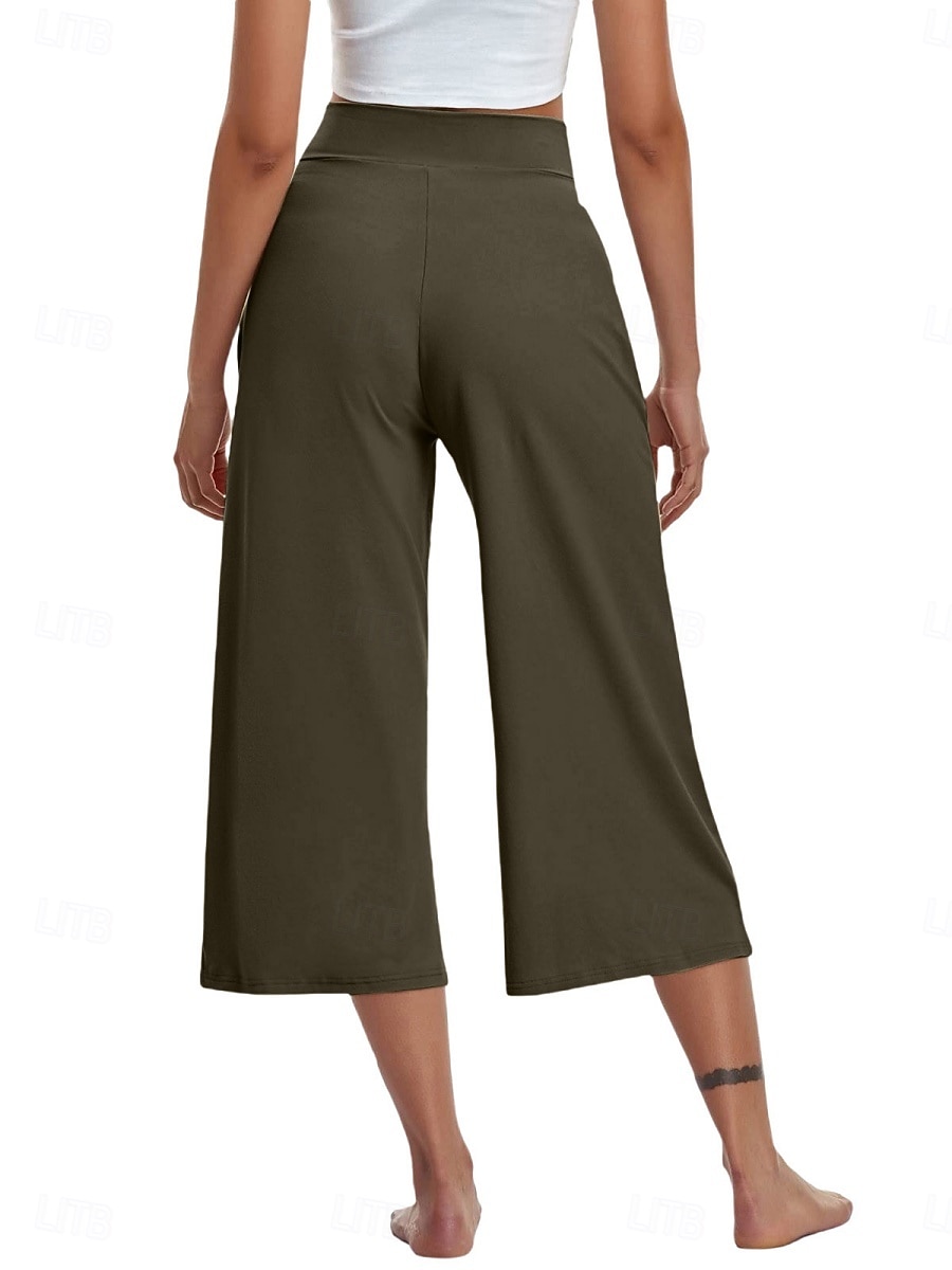 Per donna Pantaloni capri Pantaloni da yoga Gamba larga Moda Streetwear Casual Lunghezza al polpaccio Misura del girovita medio Semplice Tasca Comodo Comodità Morbido Elasticizzato All'aperto Vacanza del 2026 a $18.99 –P19