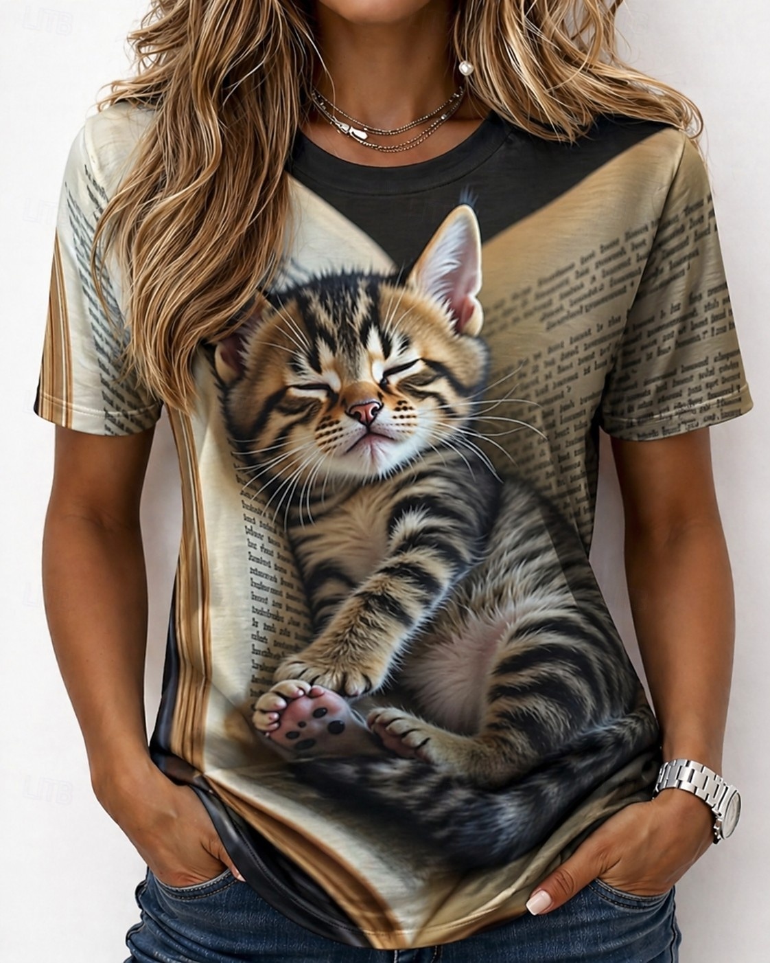 Damen T Shirt Druck Grafik Tiermotiv Vintage Stilvoll Klassisch Kurzarm Rundhalsausschnitt Rundhals Normale Oberteile Lässig Täglich Wochenende Weiß Hellgrau Grau Sommer Frühling Herbst 2026 - $21.99 –P1