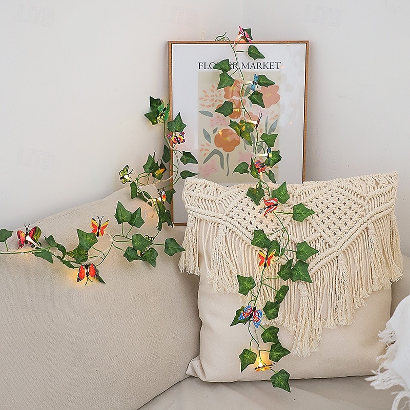 Lichterkette mit Schmetterlings-, Lilien- und Efeumotiven, für drinnen und draußen, geeignet für Wohnzimmer, Schlafzimmer, Terrasse, Garten, Hochzeiten und Partys, batterie-, kabel- oder 2026 - $10.99 –P17