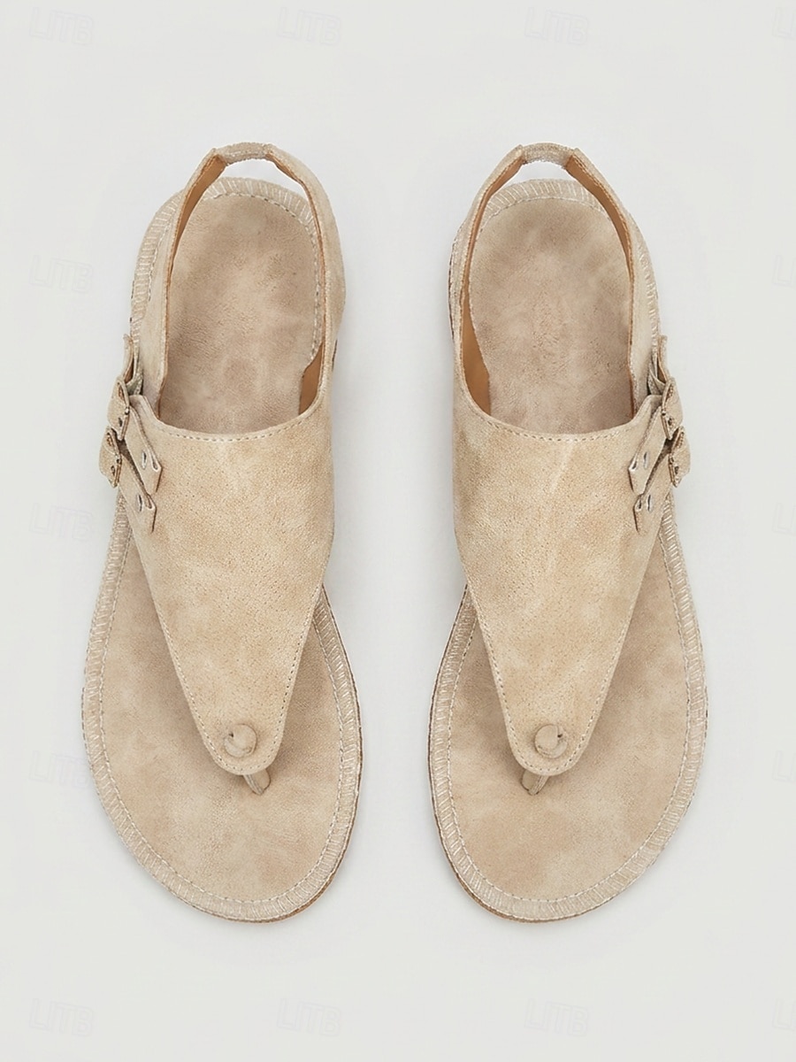 Beige sandaler til dame – lette, flate sommersandaler med elastisk bånd for strand, fritidsklær og reiser 2026 - $24.99 –P2