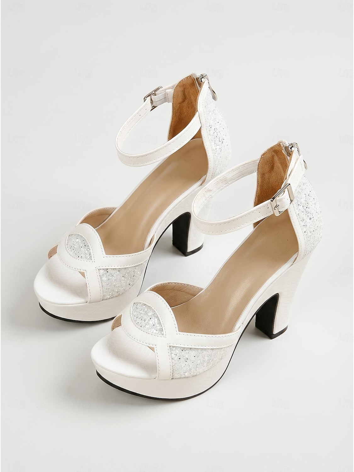 Women's White Platform Sandals - Chunky Heel Bridal Shoes for Garden Weddings 2026 - $42.99 –P5