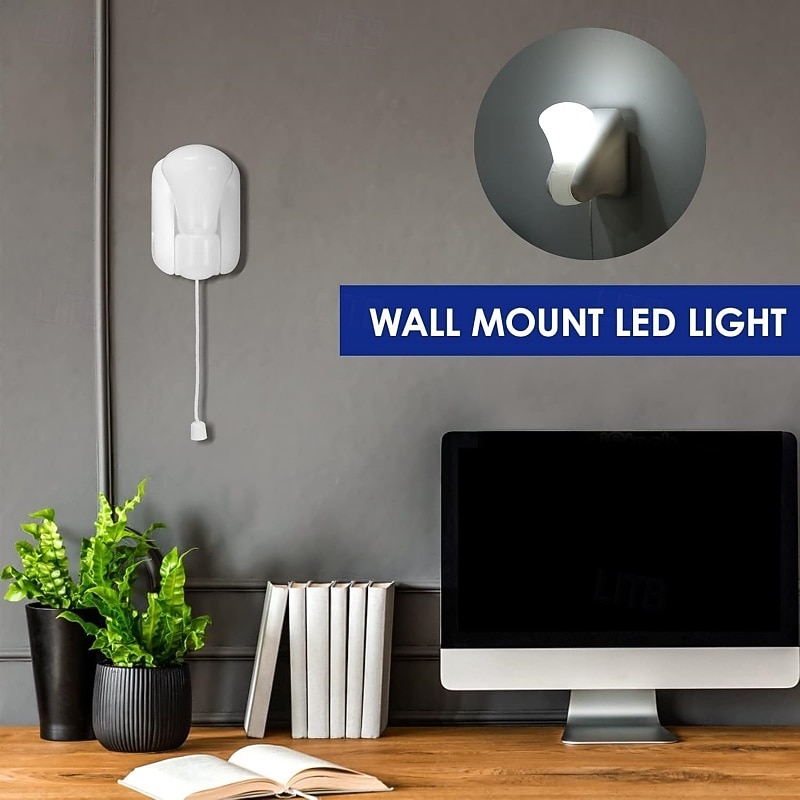 Lot de 2 ampoules LED à tirette, lampe murale adhésive à piles, veilleuse portable avec interrupteur à tirette pour placard, armoire, garage, abri de jardin, sous-sol, camping, urgence, sans câblage de 2026 ? $28.99 –P2