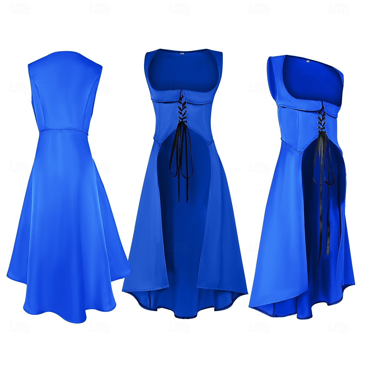 Retro vintage Middeleeuws Renaissance Tot de enkel Jurken Lijfje Mouwloos Boers Veters Kostuum Dames Fantasie Halloween Carnaval Renaissance beurs LARP Volwassenen Kleding 2026 - $44.99 –P10