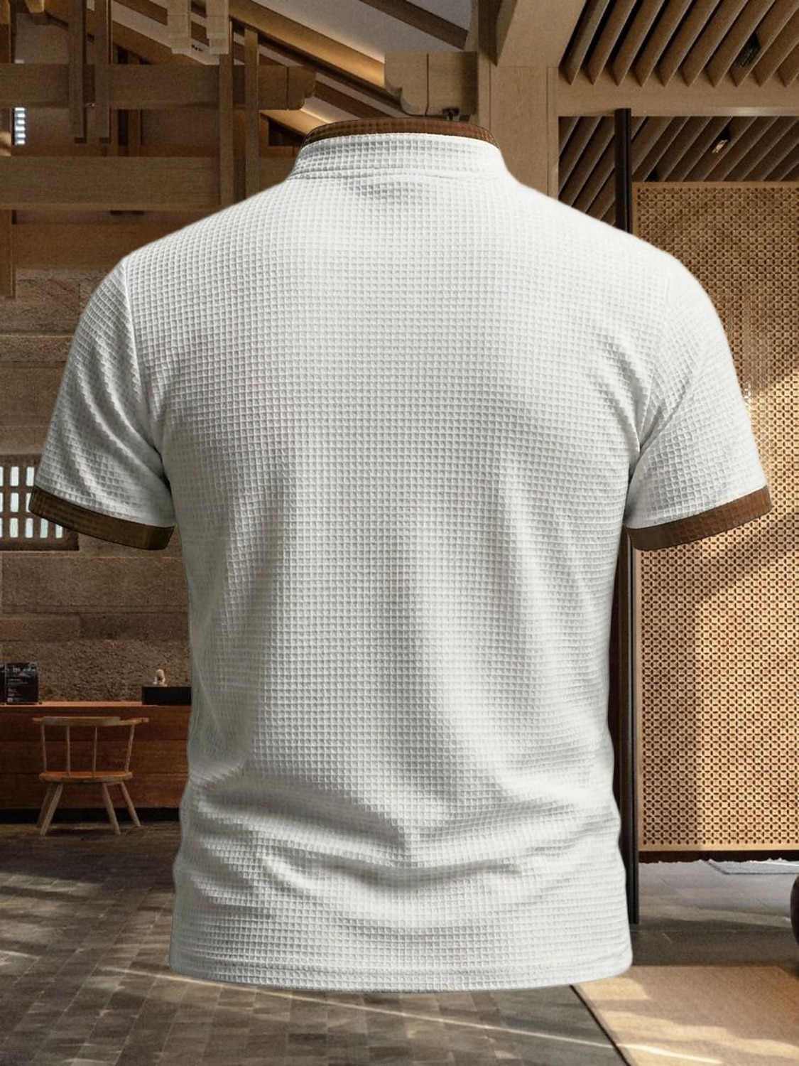 Homme Chemises Polo Gaufre Texturé Occasionnel Vacances Revers Zip quart Manche Courte Mode Basique Uni Bloc de Couleur Printemps & Été Été Printemps Coupe régulière Noir Blanche bleu marine Kaki Gris de 2026 ? $20.99 –P2