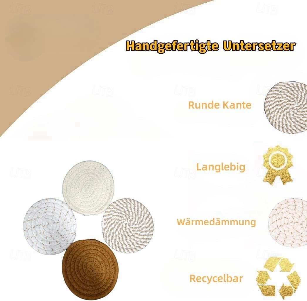 8 st. bomullsvävda underlägg för drycker, absorberande underläggsset med hållare, värmebeständiga 210°F, 4,4 tums diameter, muggunderlägg för bordsskivor, soffbord, skrivbord, mjuka &skyddande 2026 - $12.99 –P1