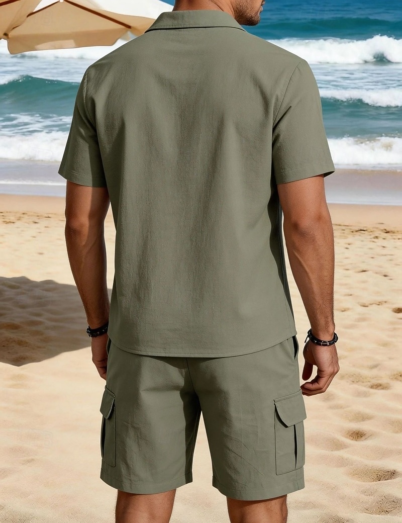 Per uomo Due pezzi Set Camicia Set estivo E Shorts Impostare Semplice Casuale Quotidiano Spiaggia Collo ripiegato Manica Corta Estate Primavera Moda Casual Confortevole Abbigliamento del 2026 a $35.99 –P17