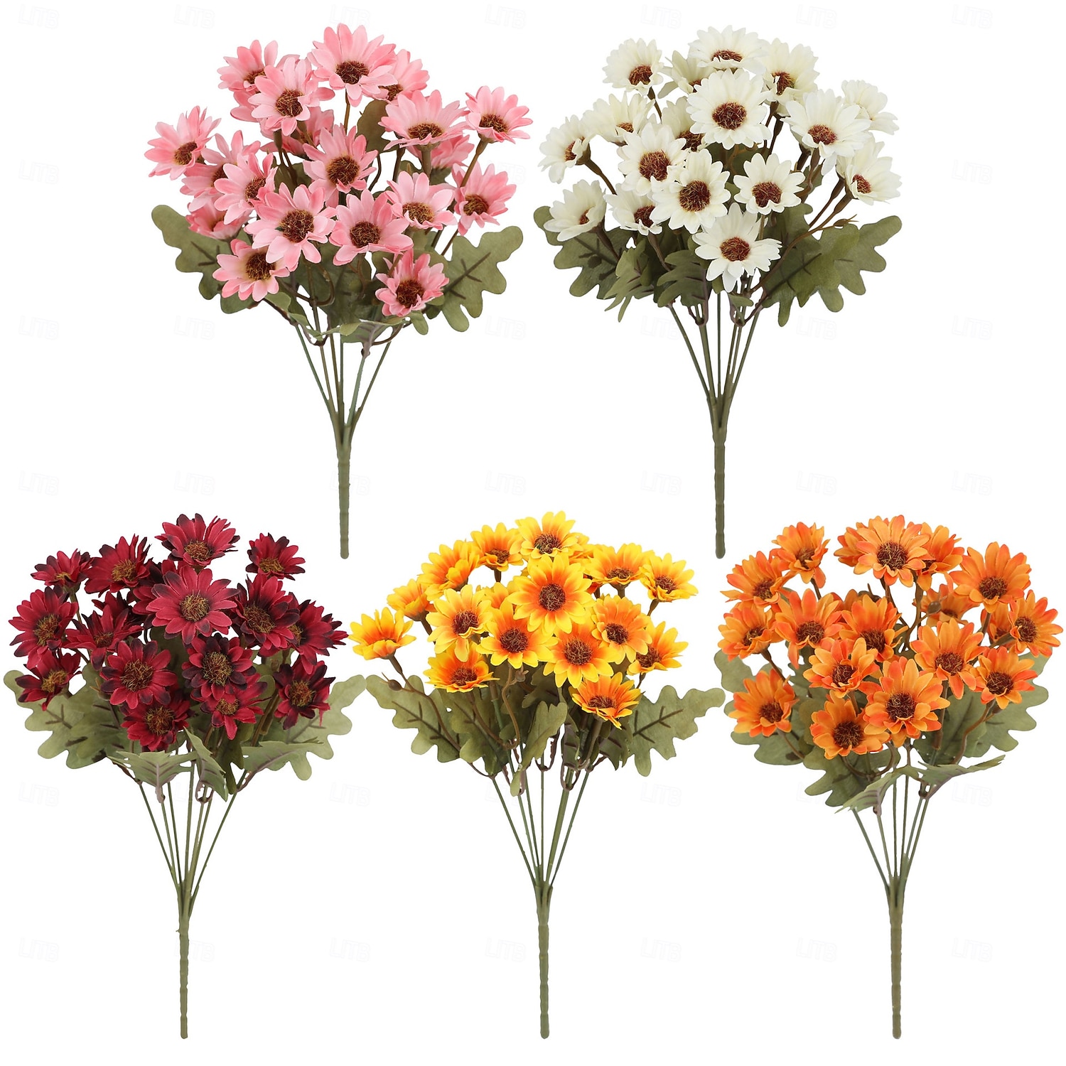 2026年 秋の造花菊10束、夕焼け菊、デイジーとユーカリの屋外用造花秋花、UV耐性、防水、防風、本物そっくりの満開植物、庭、ポーチ、パティオ用  コレクション – $25.99 –P11