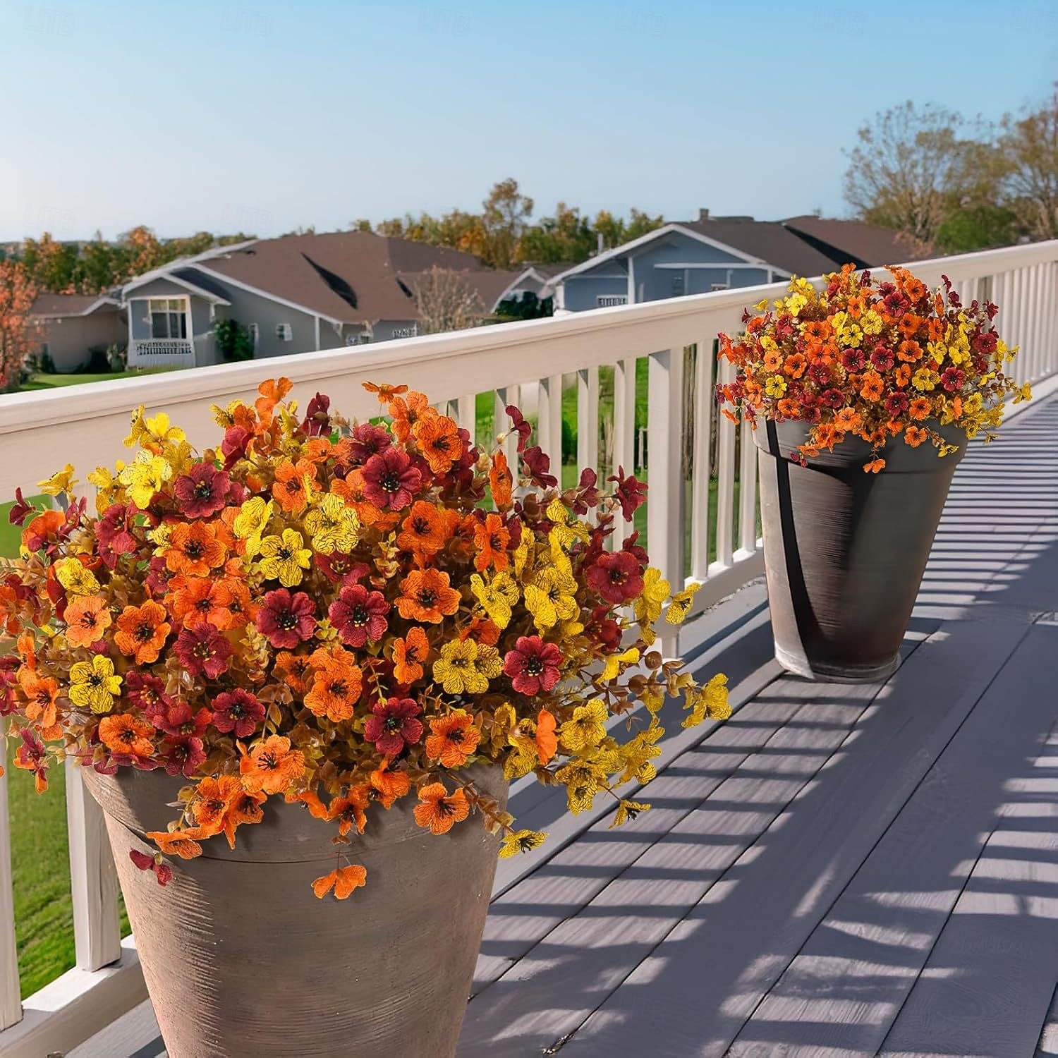 12 Bundles Fall Artificial Mums Flowers for Outdoor Fake Plants ...