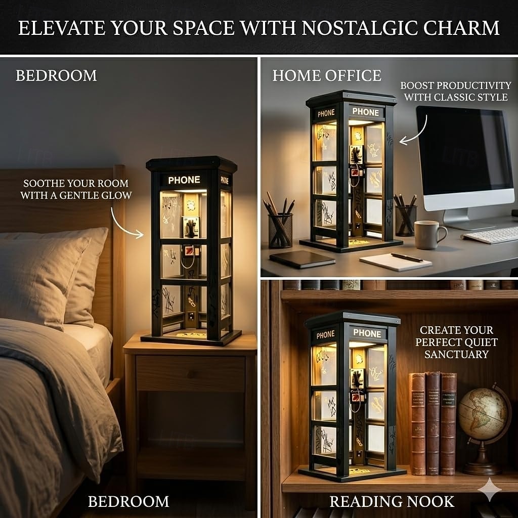 Vintage Phone Booth Ambient Lamp, Retro Classic Design Warm LED Light, Phone Booth Lamp for Bedroom, Home Office, Study & Bar Decor 2026 - $30.99 –P3
