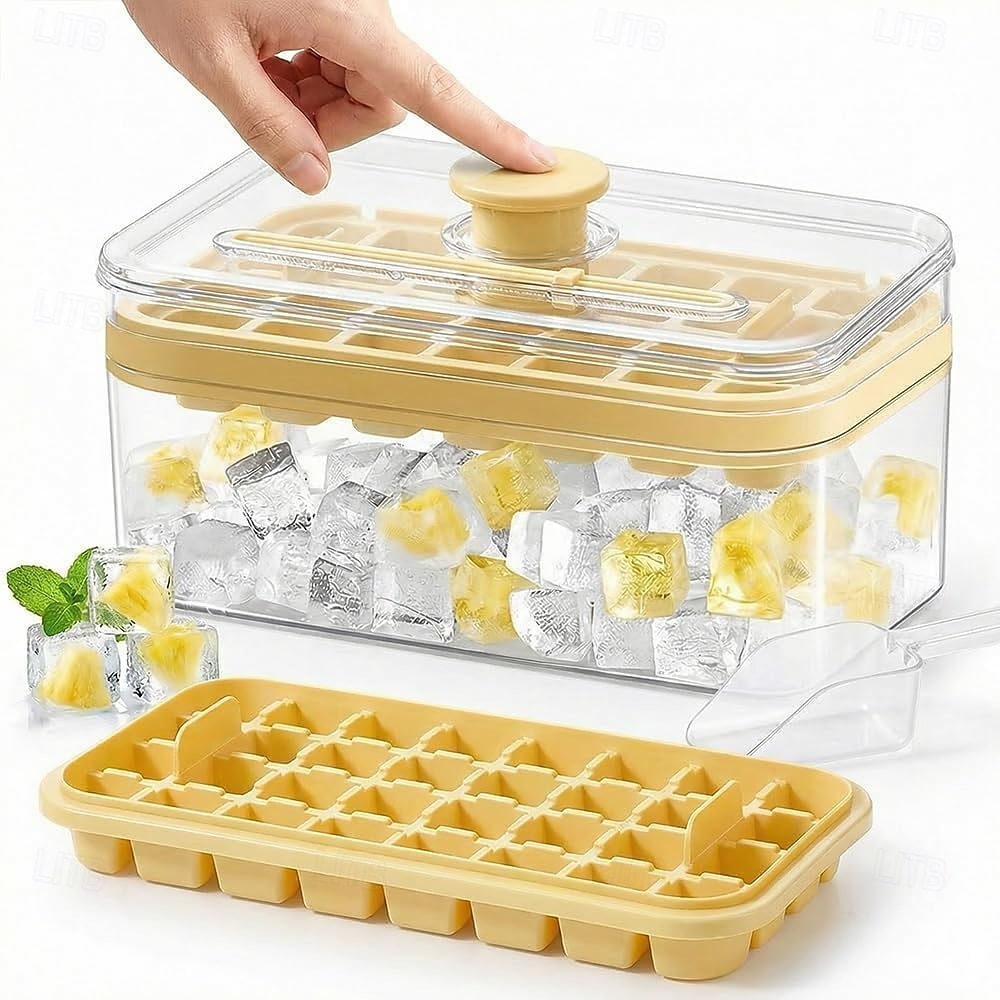 Bandeja para cubitos de hielo de 28/56 compartimentos con tapa y un solo botón. &Contenedor, máquina para hacer cubitos de hielo de fácil extracción con cuchara &Recipiente de almacenamiento, molde de 2026 - $11.99 –P1