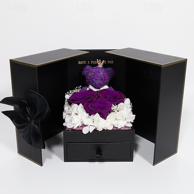 Gifts for Women,Preserved Real Red Rose Moss Bear Gifts with Necklace,Romantic Valentine's Day Eternal Gifts with Gift Box,Rose Flowers Jewelry Box for Mom,Women 2026 - $54.99 –P8