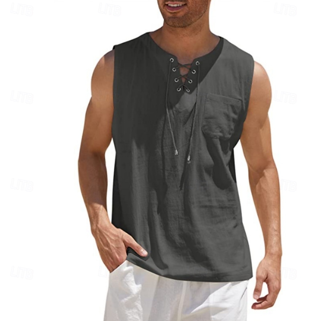 Homens Malha Íntima Colete Camiseta Interior camisa sem manga Sem Manga Decote V Verão Primavera Tecido Moda Clássico Confortável Com Cordão Casual Ginásio Rua Preto Branco Azul Marinha Top Tee para de 2026 por $16.49 –P11