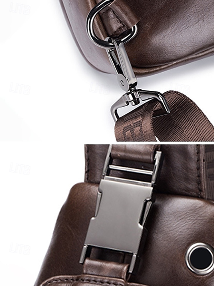 geantă sling bărbătească din piele naturală - geantă vintage crossbody cu compartimente multiple &capacitate mare, curea reglabilă pentru naveta de afaceri, călătorii &casual de zi cu zi, culori 2026 - $42.99 –P9