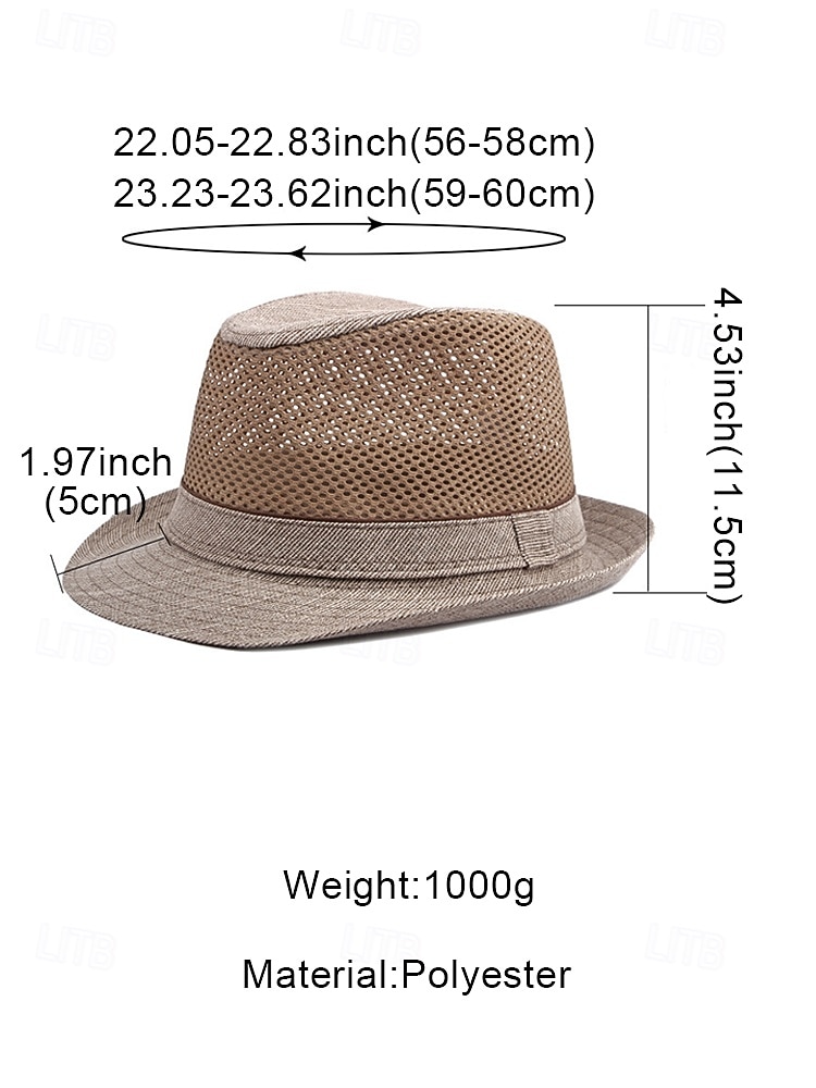 Men's Breathable Mesh Polyester Fedora Hat – Multi-Color, Lightweight Summer Jazz Cap for Beach Vacation, Daily Casual Wear, Outdoor Activities 2026 - $29.99 –P12