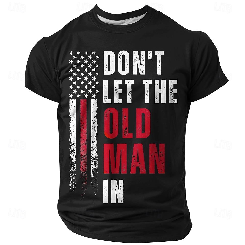 Heren T-shirt met Amerikaanse vlag en patriottische print, distressed look, normale pasvorm, zwart, designer kleding, maten S, M, L, XL, XXL, XXXL 2026 - $18.99 –P1