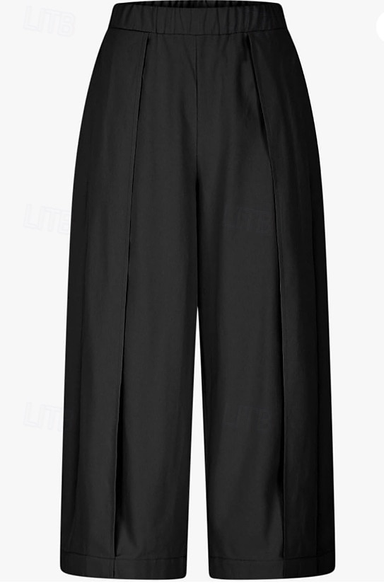 Mujer Pantalones Capri Perneras anchas Vacaciones Casual Capris Alta cintura PEC Negro Amarillo Caqui Verano 2026 - $26.99 –P3
