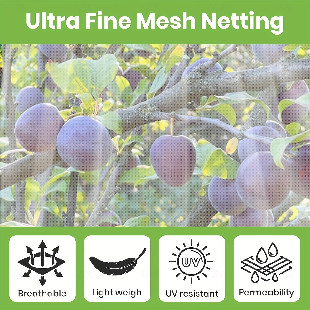 Fruit tree protective net bag, bird-proof net cover, protects apple trees and blueberry bushes from birds, pests, deer, and cicadas, featuring a zipper and drawstring design (optional sizes) 2026 - $12.49 –P8