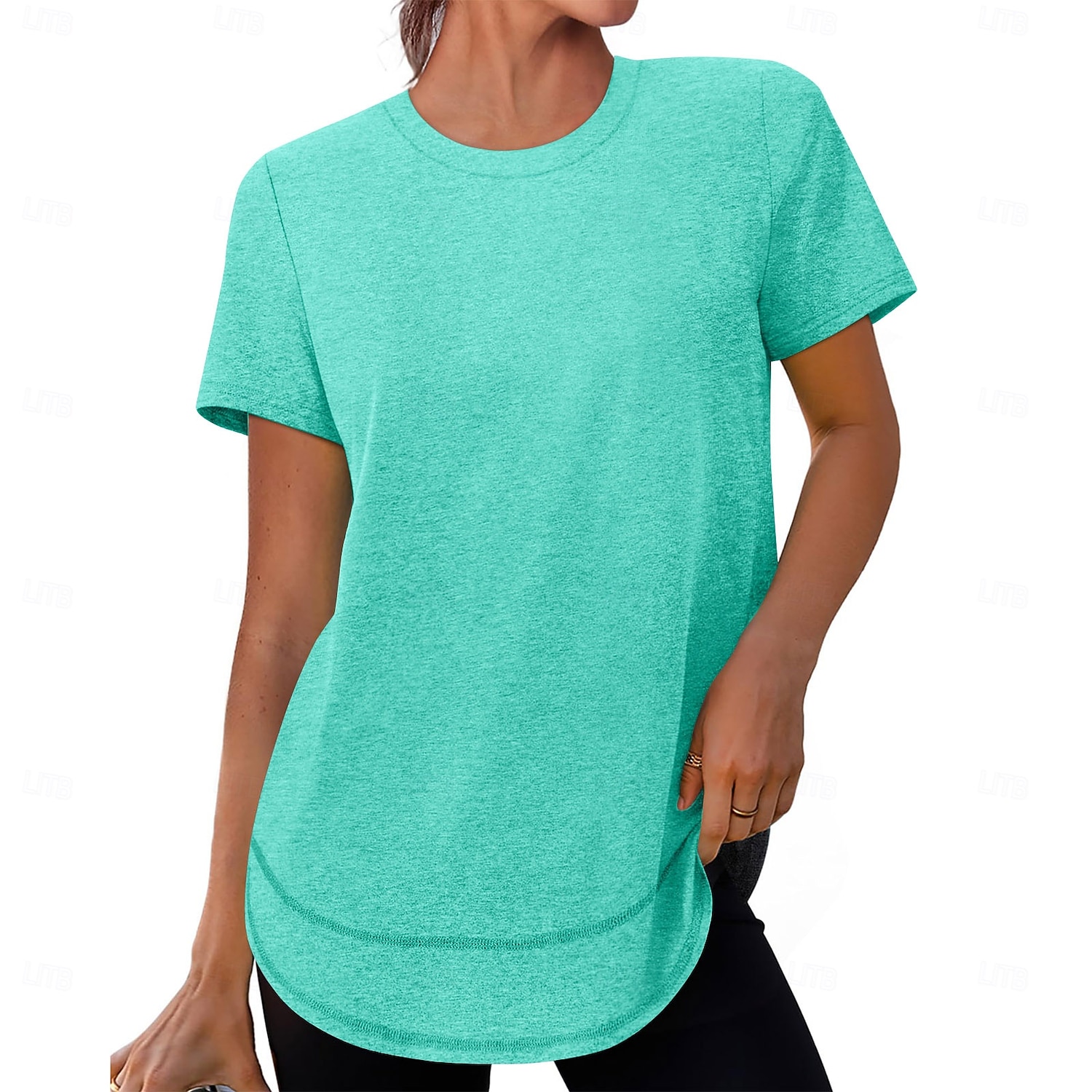 Dames T-shirt Zomer tops Vintage Klassiek Casual Korte mouw Strakke ronde hals Normale tops Dagelijks Sport Uitgaan blauw Zwart Wit Lichtgroen Grijs Zomer 2026 - $21.99 –P1