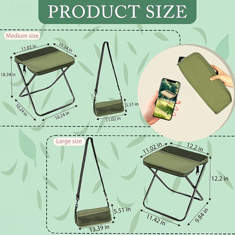 Foldable Backpack Stool, Portable Folding Stool with Sling Bag, Compact Outdoor Seat for Adults with Shoulder Strap, Supports up to 300 lbs for Camping, Fishing, Hiking, Travel, Picnic 2026 - $16.99 –P10