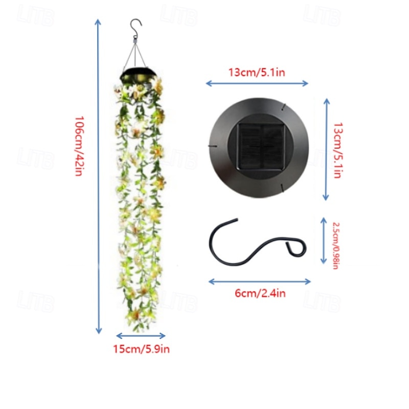 Luci solari da giardino sospese, luci a LED realistiche a forma di fiori e rampicanti, impermeabili IP65, ideali per decorare giardini, patii e recinzioni, con accensione automatica ogni 8-12 ore. del 2026 a $33.87 –P7
