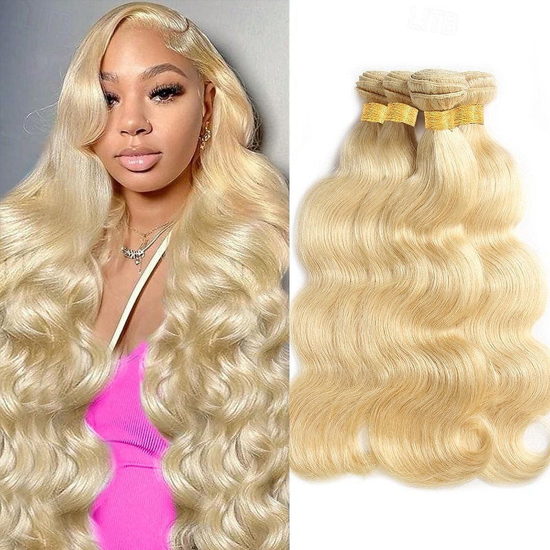 Cabelo humano loiro 613#, 3 pacotes de cabelo humano ondulado, 18, 20 e 20 polegadas de 2026 por $293.69 –P1