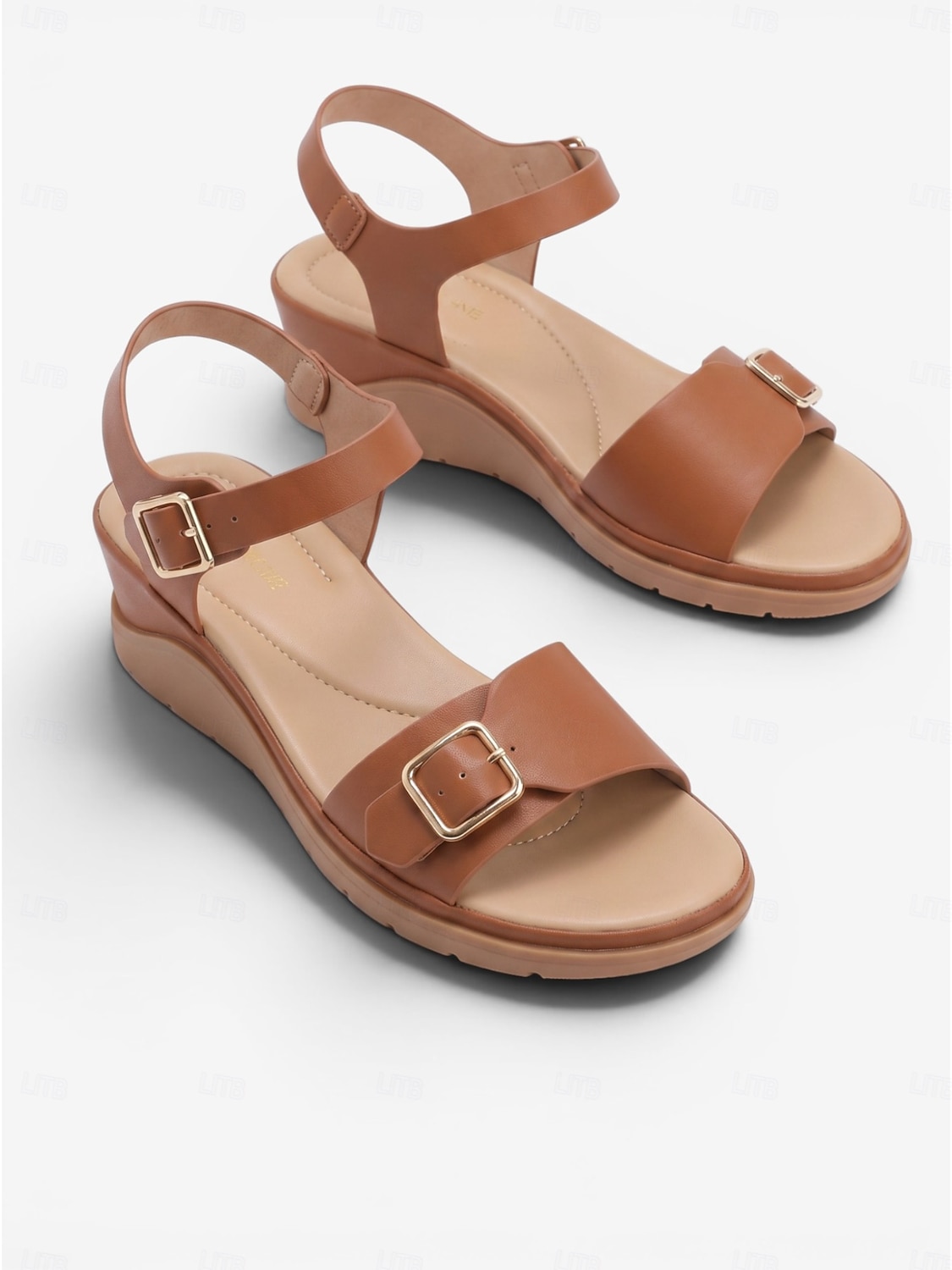 Braune, bequeme Keilsandalen für Damen mit Fußgewölbeunterstützung – leichte Sandalen mit verstellbarem Riemen für ganztägigen Tragekomfort und rutschfester Sohle, ideal zum Spazierengehen und Reisen. 2026 - $34.99 –P5