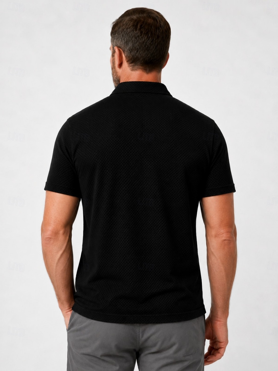 Men's Textured Golf Polos Shirts- Cooling Short Sleeve-Black White Grey 2026 - $33.99 –P11