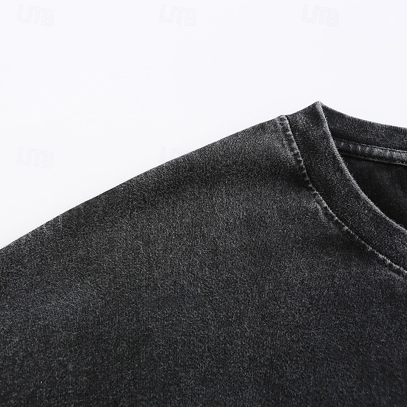 Men's Cotton T Shirt Washed Shirt Tee Top Short Sleeve Crew Neck Summer Spring All Seasons Solid Color Plain Retro Vintage Distressed Pocket Garment Dyed Washed Casual Vacation Street Light Blue 2026 - $27.99 –P7