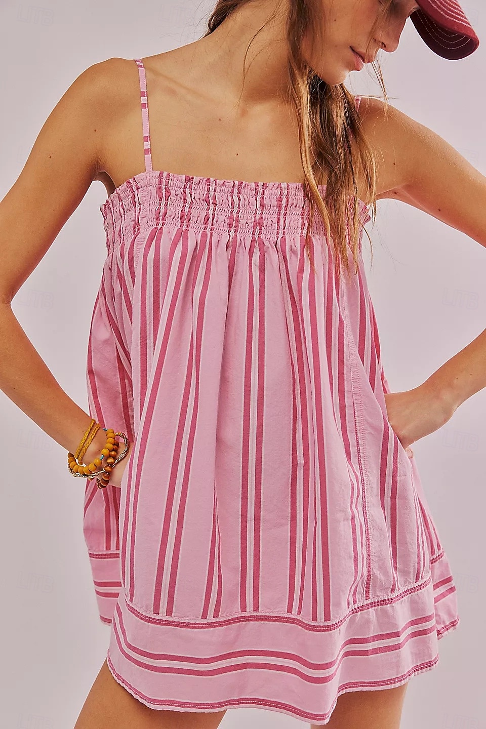 Women's Camisole Sleeveless Striped Ruched Bohemia Vacation Vintage Yellow Pink Green Summer Loose Fit 2026 - $33.99 –P17