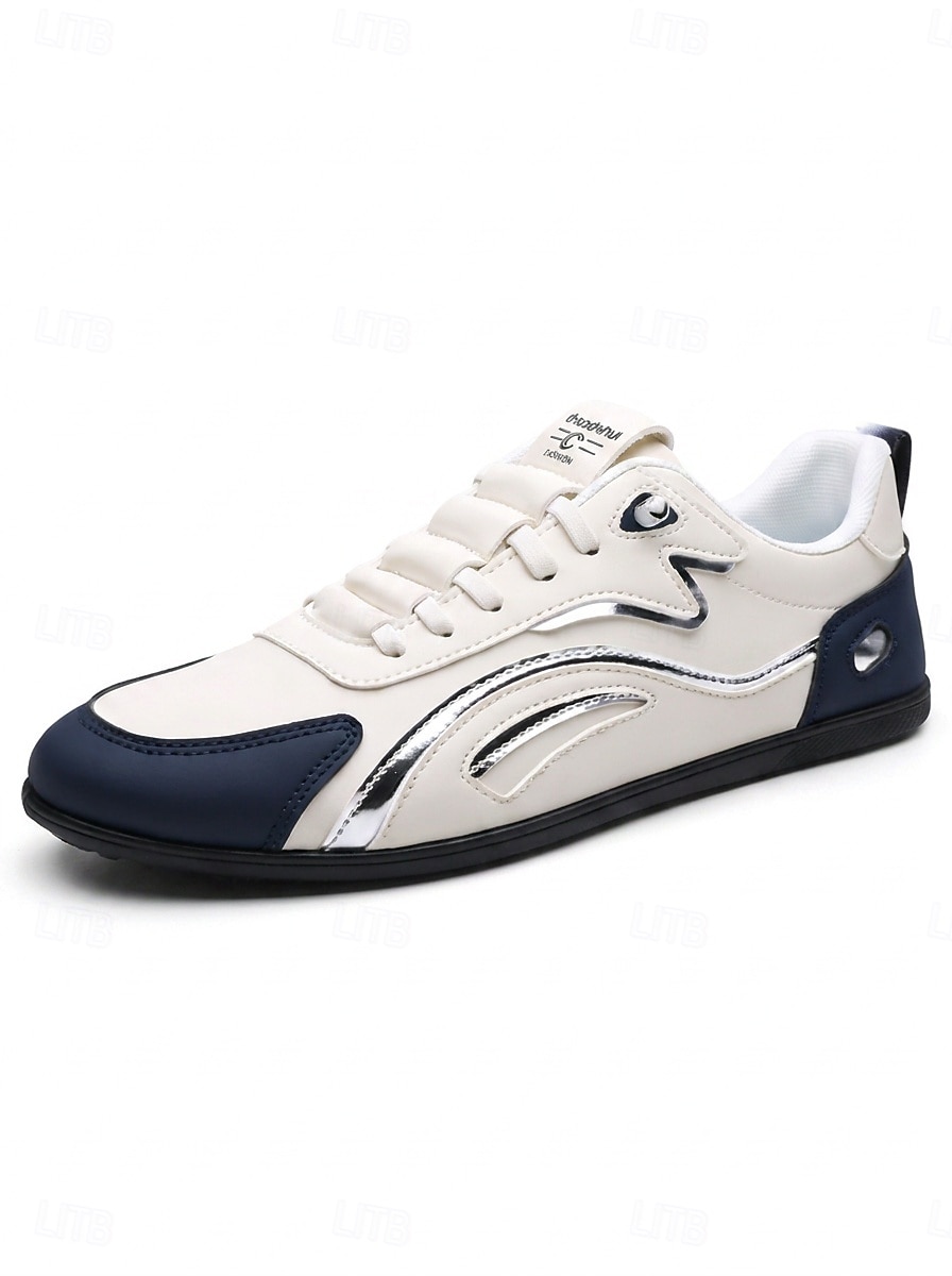Men's White Red Music Festival Sneakers - Comfortable Lace Up Casual Shoes - Stylish Low Top Footwear for Concerts, Festival Outfits, Outdoor Parties and Everyday Streetwear 2026 - $32.99 –P8