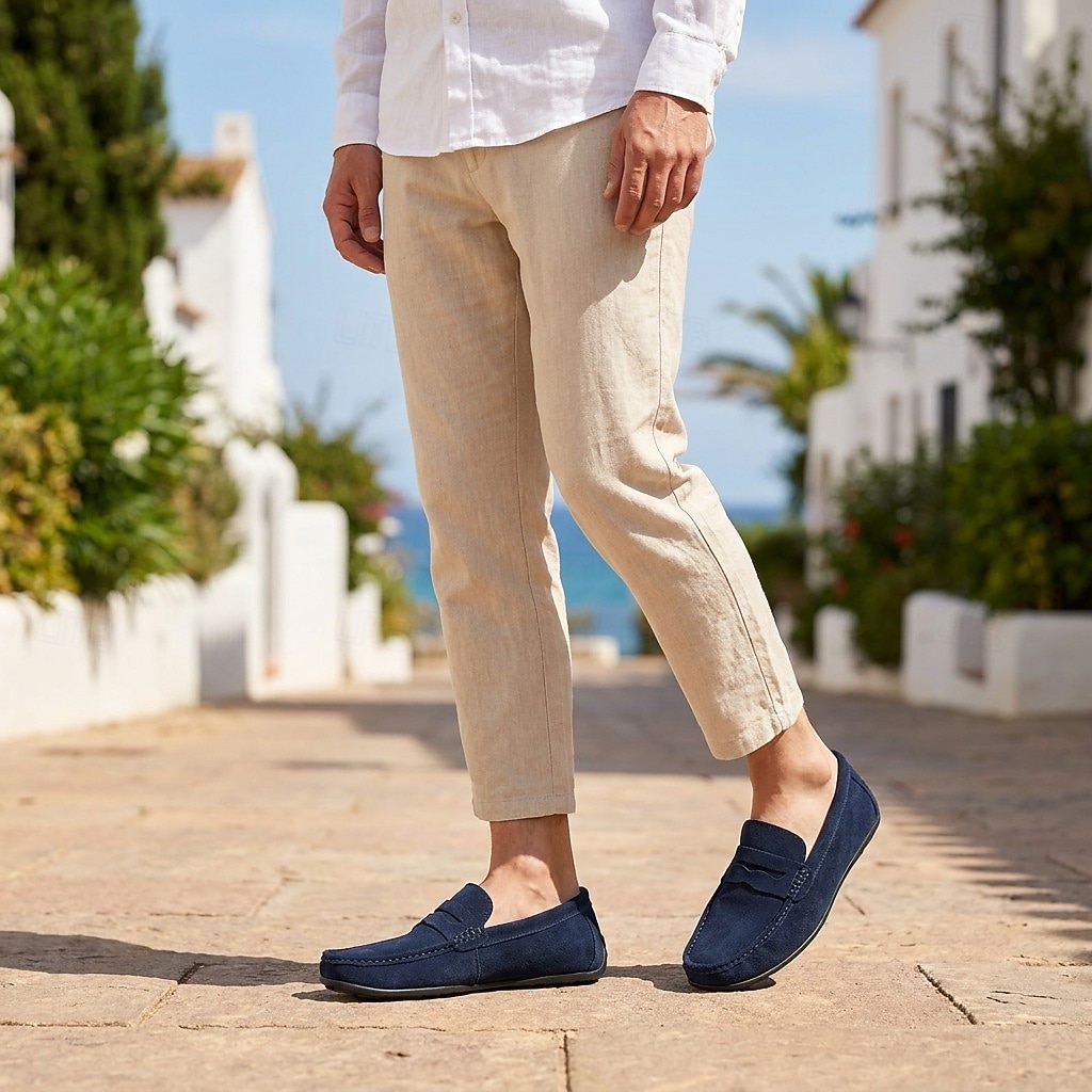 Mocassins penny loafers masculinos em camurça sintética, sapatos de condução respiráveis sem fecho com sola de borracha para primavera/verão. de 2026 por $34.99 –P2