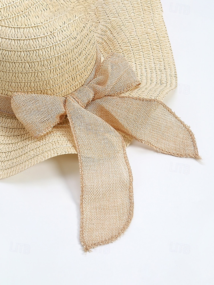 Chapeau de soleil bohème en paille pour femme, chapeau de plage pliable multicolore avec nœud papillon, chapeau à larges bords portable pour une tenue décontractée de 2026 ? $11.99 –P10