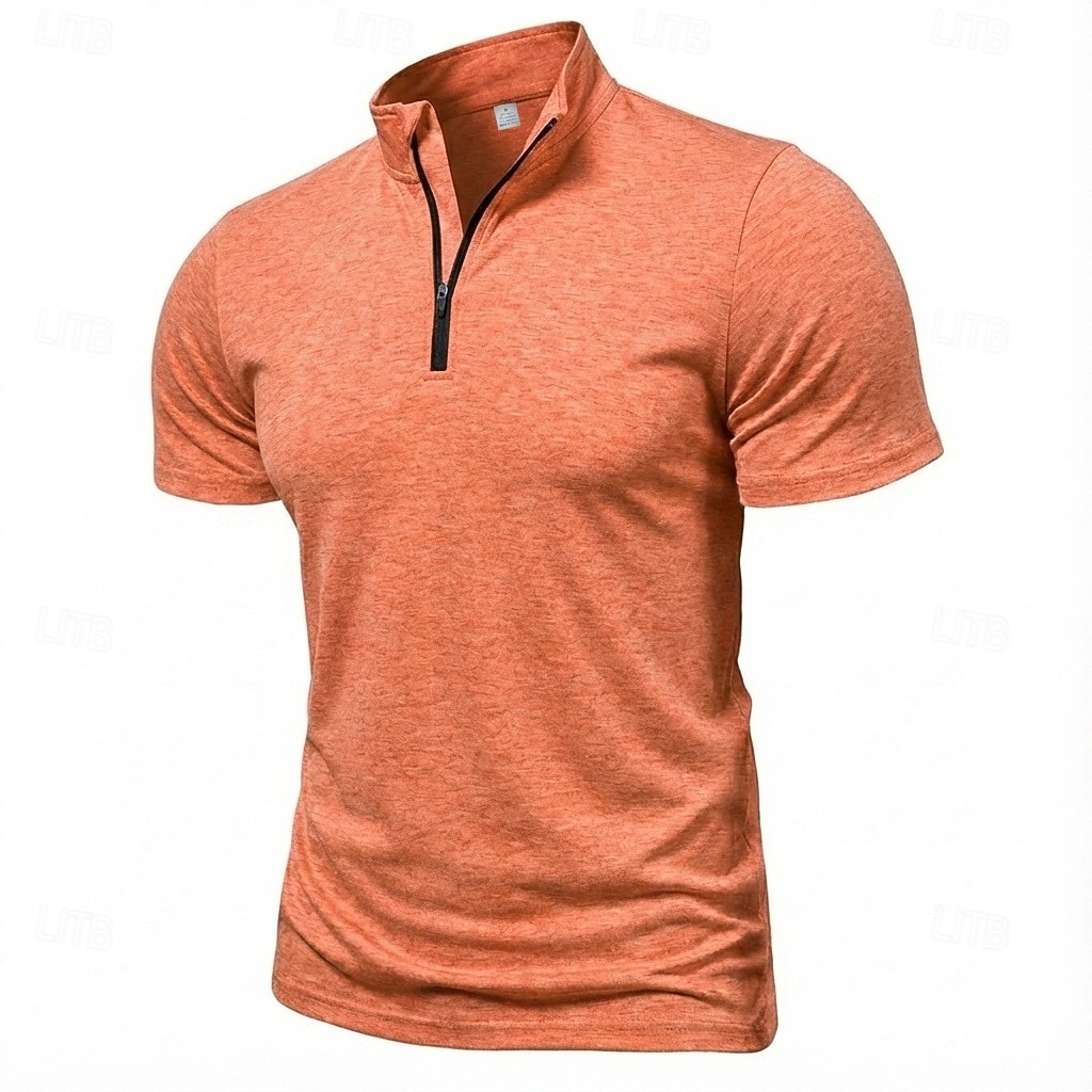Men's Polo Shirts Zip Polo Casual Daily Quarter Zip Short Sleeve Fashion Basic Plain Lightweight Quarter Zip Summer Spring Blue White Pink Dark Green Purple Orange Polo Shirts 2026 - $21.99 –P3