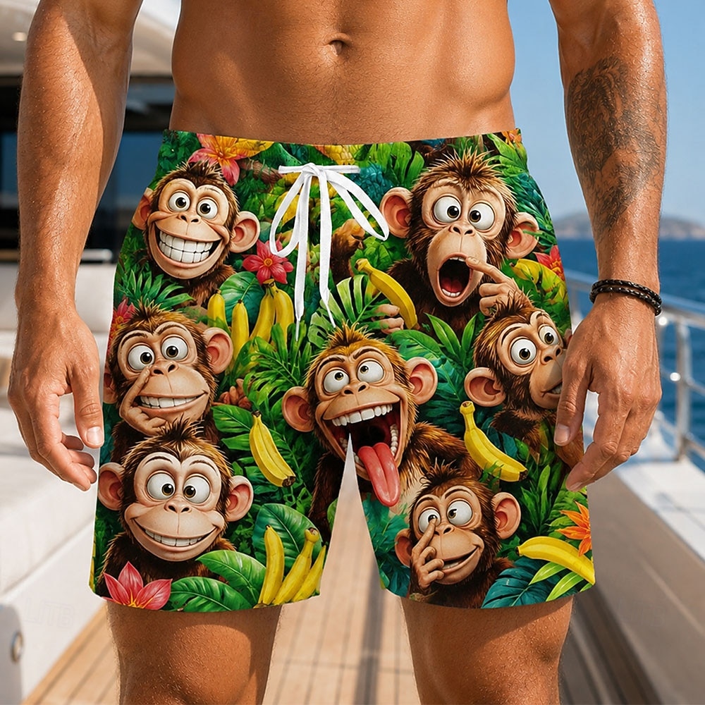 Herren Tiermotiv Kokospalme Banane Badehosen Badeanzüge Badeshorts Boardshorts Mittlere Taille Hawaiianisch Täglich Strandurlaub Seitentaschen Netzfutter Elastischer Kordelzug in der Taille Designer 2026 - $20.99 –P1