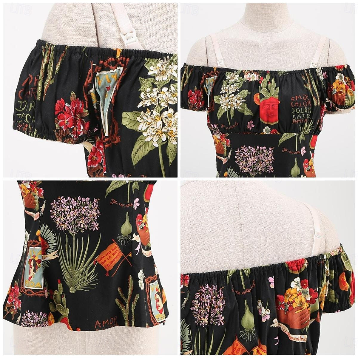 Retro Antiguo Victoriano Renacimiento Blusa / Falda Manga de globo de soplo Dama Color sólido Estampado Floral Cuello Inglés Disfraz Mujer Fantasía Casual Diario Feria del Renacimiento Adulto 2026 - $38.99 –P5