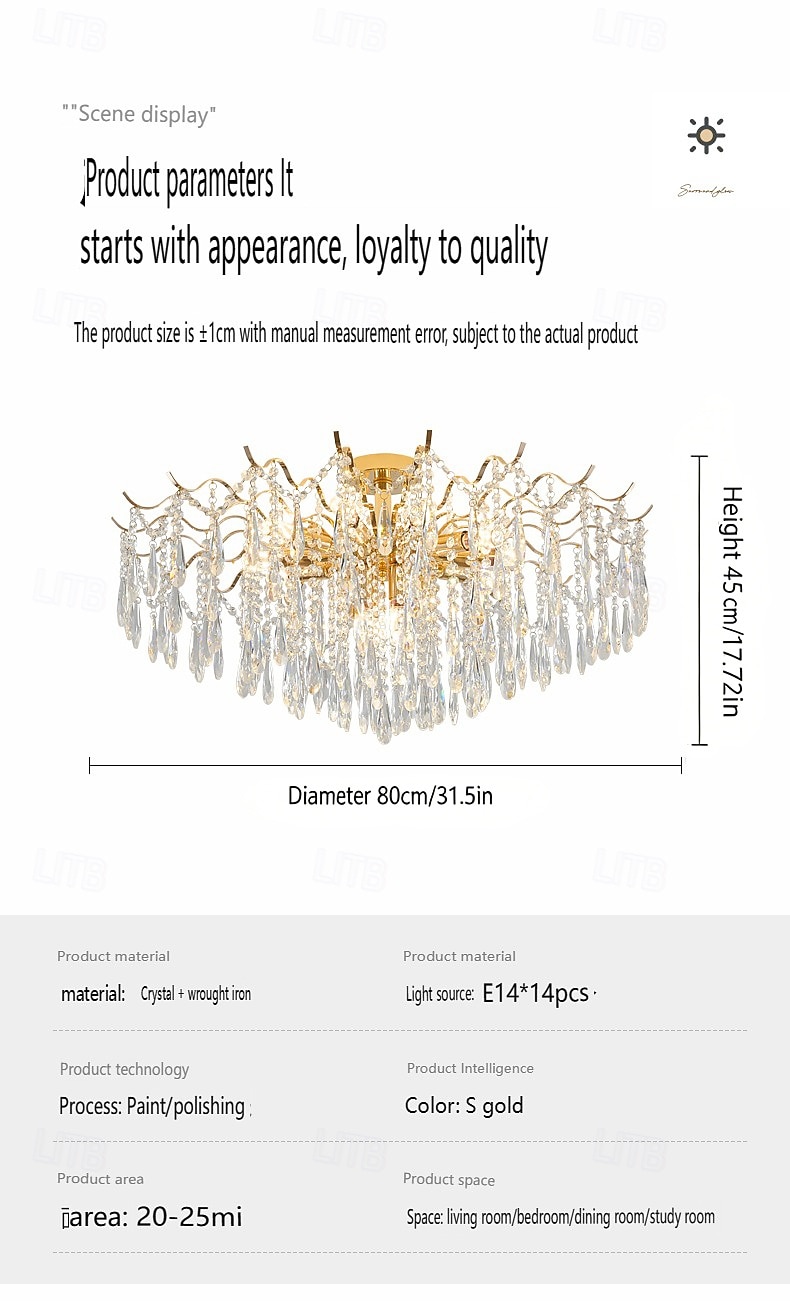 led kroonluchter 42/50/60/80/100cm 6/10/12/14/16 kop lamp niet inbegrepen gegalvaniseerde afwerking kristal metaal moderne eigentijdse stijl slaapkamer eetkamer mini hanger 110-240v 2026 - $187.99 –P17