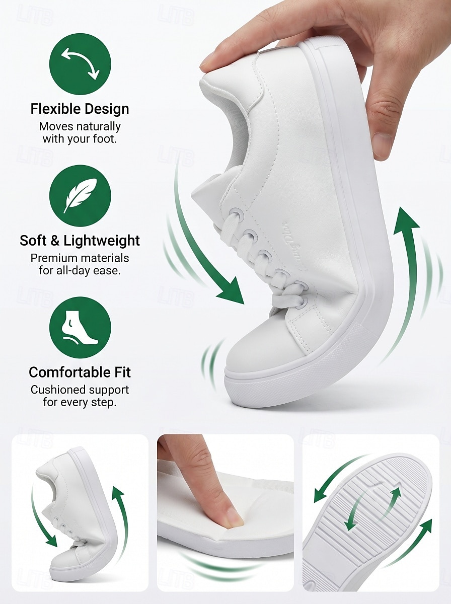 Men's White Music Festival Sneakers - Lightweight Comfort Lace-Up Casual Shoes - Minimalist Low-Top Footwear for Concerts, Outdoor Events, Travel and Everyday Leisure 2026 - $34.99 –P1
