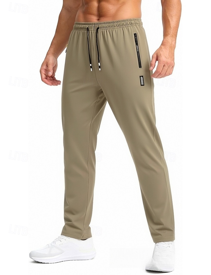 Męskie Spodnie Spodnie codzienne Spodnie outdoorowe Ściągana na sznurek Kieszeń Elastyczny pas Jednokolorowe Szybkie wysychanie Lekki Codzienny Na zewnątrz Święto Elegancki Klasyczny Khaki Czarny 2026 - $21.99 –P2