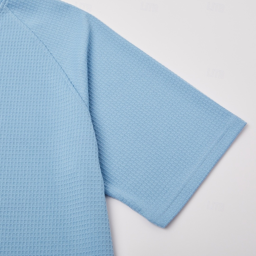 Men's Waffle T-shirt T Shirt Tee Top Short Sleeve V Neck Summer Spring All Seasons Solid Color Streetwear Stylish Casual Tassel Fringe Patchwork Casual Daily Outdoor Light Blue Light Green Top Tee 2026 - $47.99 –P3