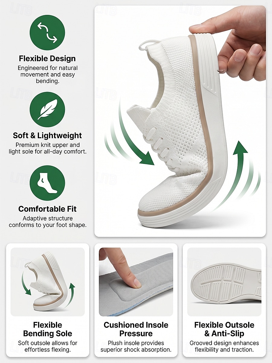 hvite herresneakers - lette, komfortable tursko med snøring - rene sko til ferieturer, spaserturer langs sjøen og smarte, avslappede antrekk 2026 - $32.99 –P4