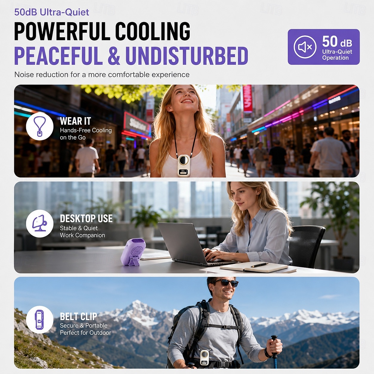 Portable Neck Fan with Ice Cooling Plate, USB Rechargeable Handheld Waist Clip Fan, Quiet Personal Fan with Large LED Display & 5 Speed Settings, Wearable Cooling Fan for Office Travel Camping Outdoor 2026 - $34.99 –P4