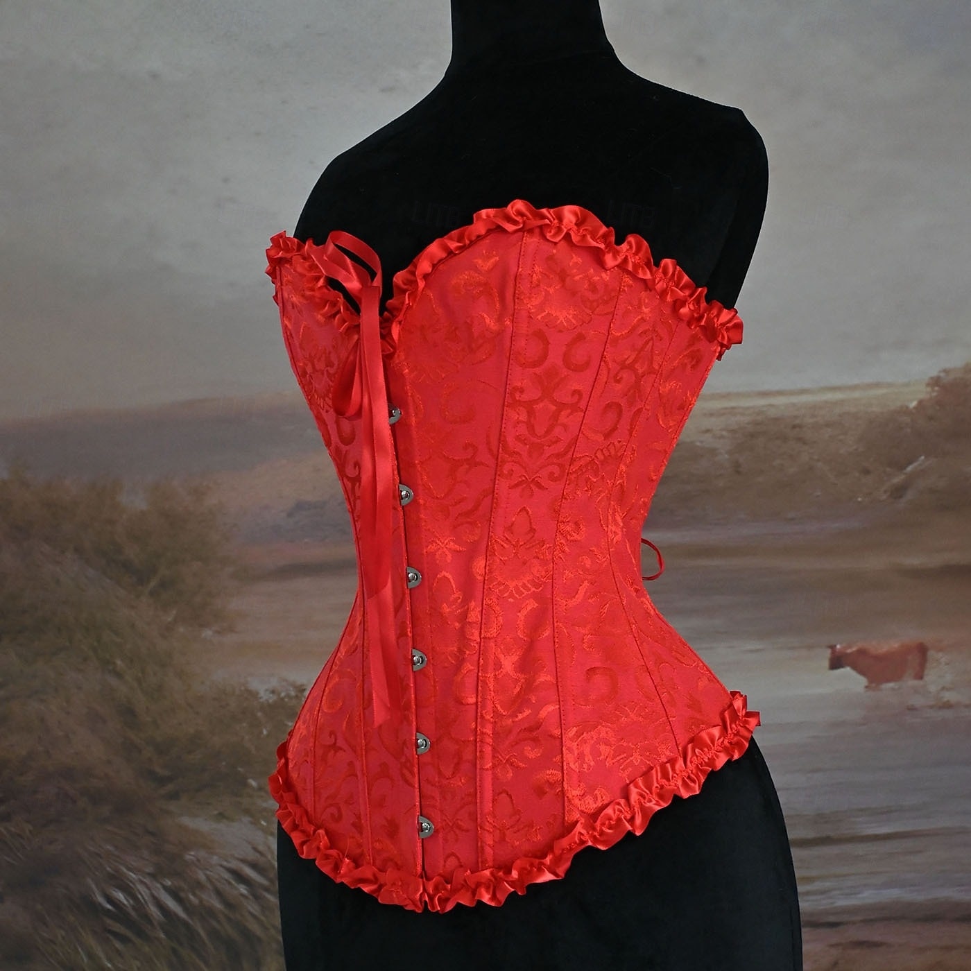 Medieval Renaissance Corset Overbust Corset Noblewoman Jacquard Lace up Floral Fancy Dress Women's Royal Halloween Carnival Renaissance Fair LARP Adults' Corset Spring & Summer 2026 - $36.99 –P12
