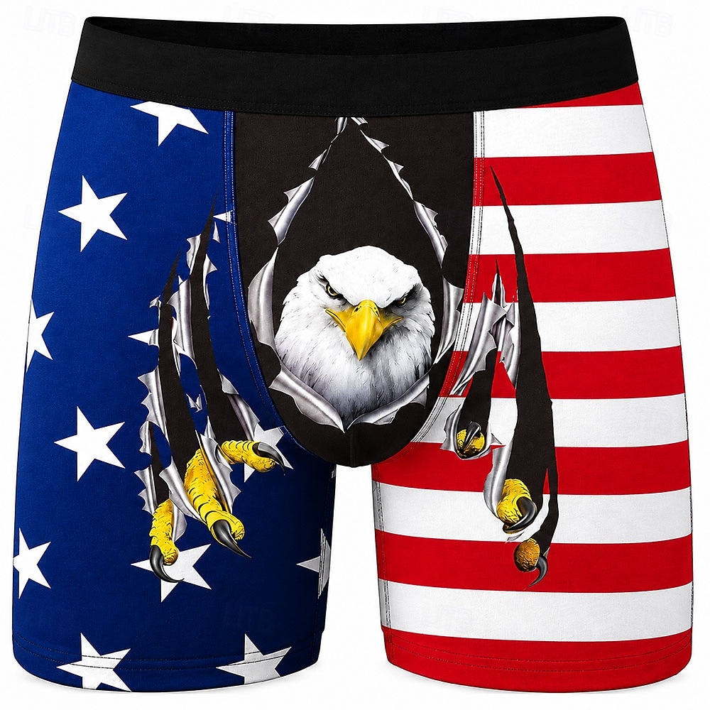 4. Juli 2026 250. Herren Adler US Flagge Dehnbare Boxershorts Badeshorts Boxer-Badeshorts Patriotisch Lässig Heim Strandurlaub Elastischer Bund Feuchtigkeitsableitend Atmungsaktive Unterwäsche 2026 - $17.99 –P3