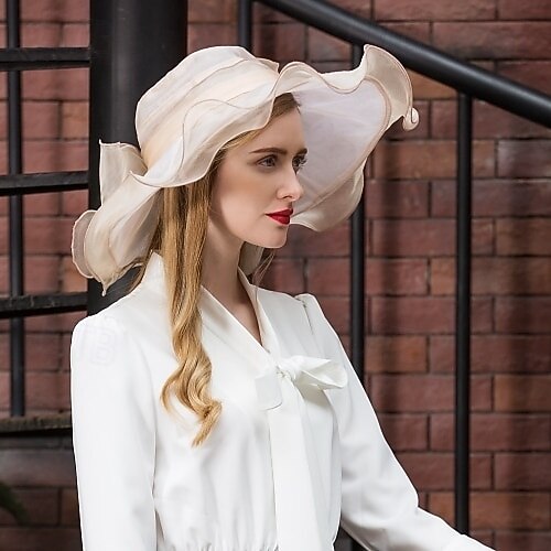 hoed Organza Zomerhoed Slappe hoed Bruiloft Elegant Romantisch Dame Met Strik Helm Hoofddeksels 2026 - $63.99 –P4