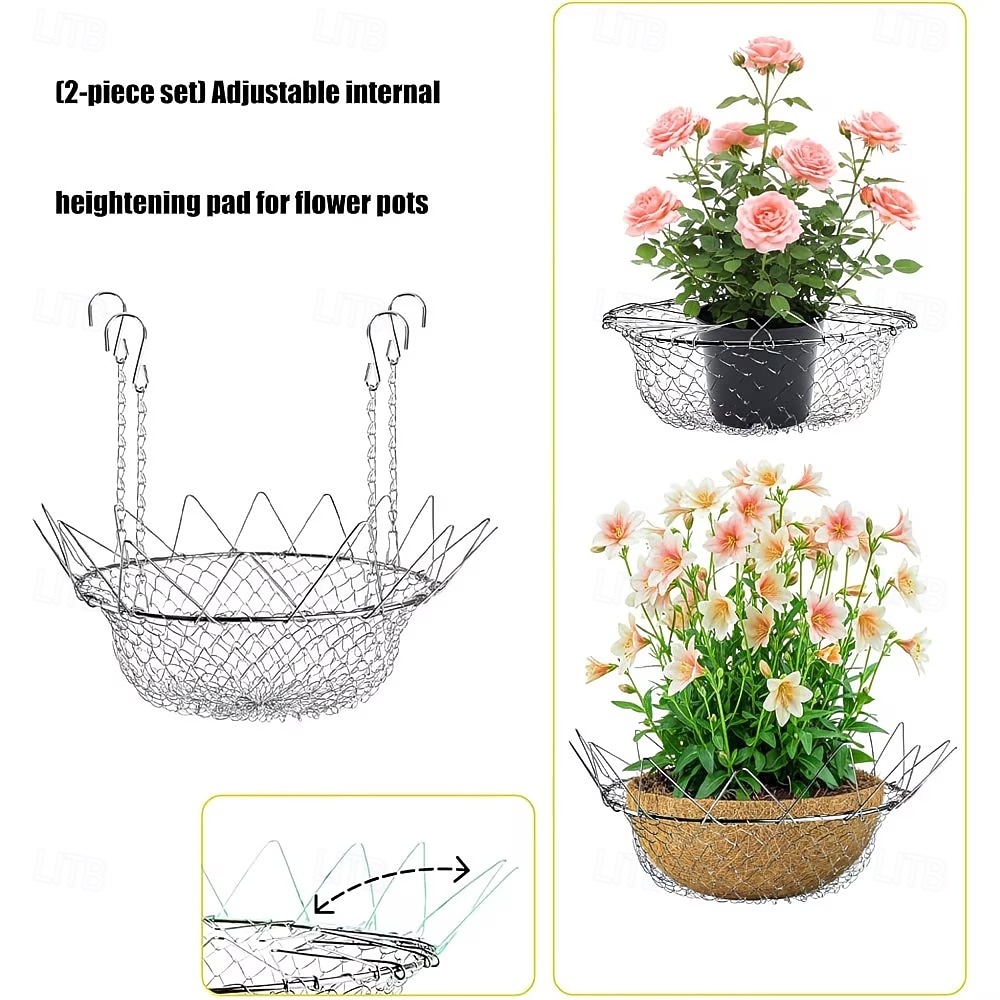 Suporte ajustável para vasos grandes, feito em aço inoxidável resistente à ferrugem, tamanho universal de 30 a 45 cm (12 a 18 polegadas), eleva as plantas para reduzir o uso de terra, ideal para de 2026 por $15.99 –P4