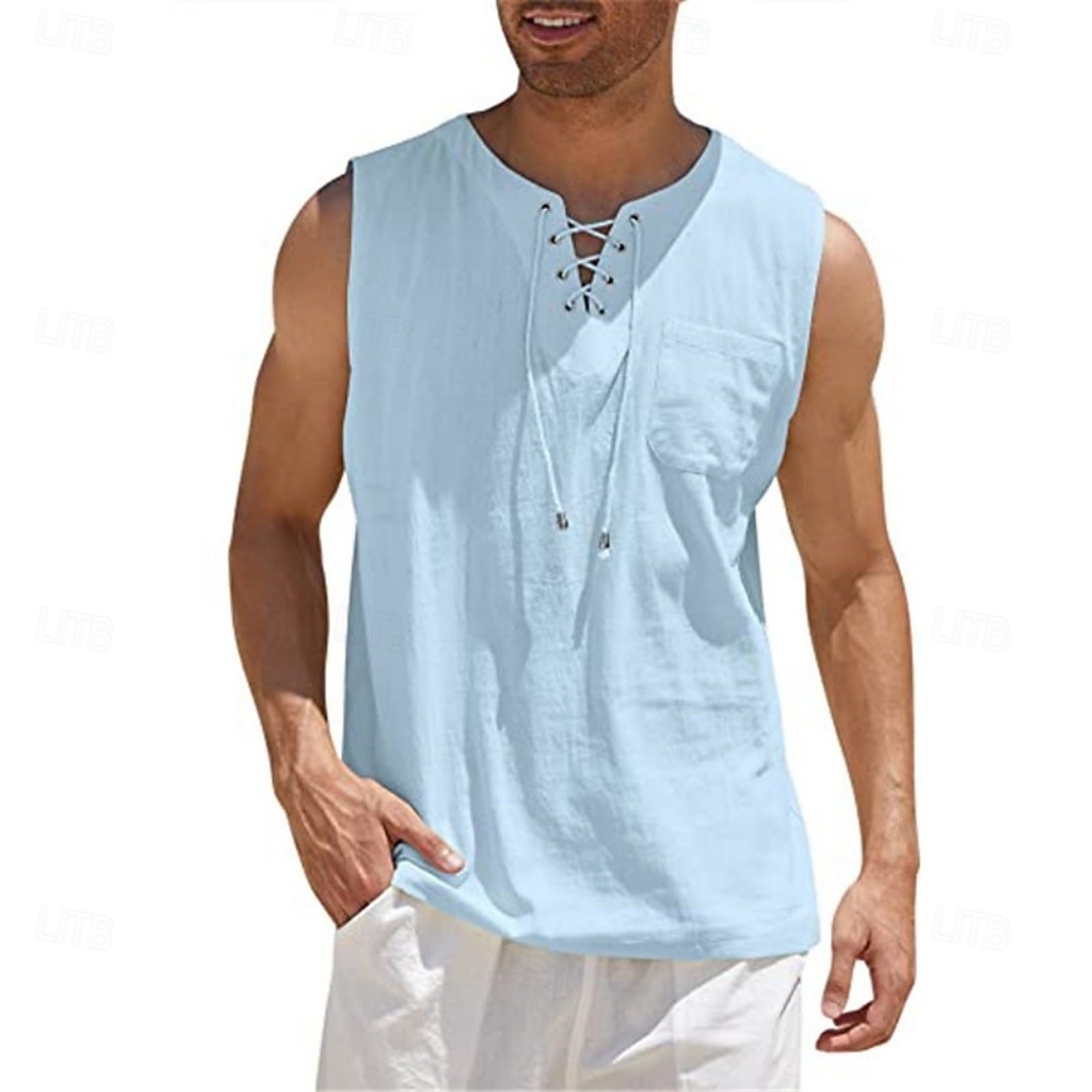 Homens Malha Íntima Colete Camiseta Interior camisa sem manga Sem Manga Decote V Verão Primavera Tecido Moda Clássico Confortável Com Cordão Casual Ginásio Rua Preto Branco Azul Marinha Top Tee para de 2026 por $16.49 –P6