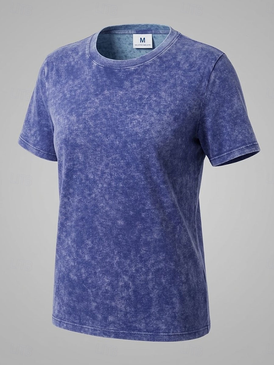 softfade™ naisten 100 % puuvillaa sisältävä happaman veden kestävä t-paita, yksivärinen, yksivärinen, vintage-tyylinen, tyylikäs, hihaton, lyhythihainen, pyöreä pääntie, normaali toppi, rento, päivittäin, bileet, kesä 2026 - $24.99 –P5