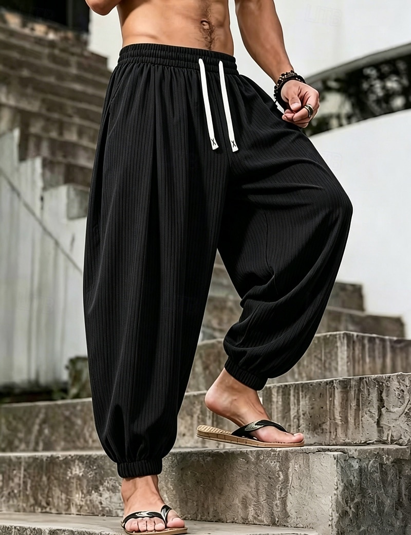 Per uomo Joggers Pantaloni Pantaloni casual Pantaloni a Nido d'Ape Coulisse Tasca Elastico in vita Tinta unica Asciugatura Rapida Leggero Quotidiano All'aperto Vacanza Vacanza Elegante Nero Bianco del 2026 a $26.99 –P11